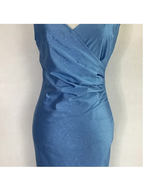 Honey and Rosi Women Elegant Blue Sparkle Asymmetrical Dress M - Picture 5 of 12